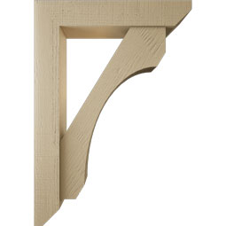 Ekena Millwork - BKTUR0554X28X40LEC06RCPR - Timberthane Faux Wood Legacy Style Bracket w/ Offset Brace, Slat Ends, 5 1/2"W x 28"D x 40"H, Primed Tan