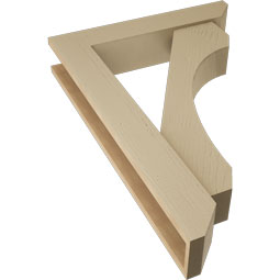 Ekena Millwork - BKTUR0554X28X40LEC06RCPR - Timberthane Faux Wood Legacy Style Bracket w/ Offset Brace, Slat Ends, 5 1/2"W x 28"D x 40"H, Primed Tan