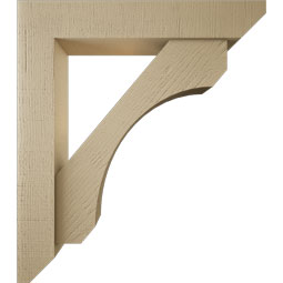 Ekena Millwork - BKTUR0554X30X34LEC06RCPR - Timberthane Faux Wood Legacy Style Bracket w/ Offset Brace, Slat Ends, 5 1/2"W x 30"D x 34"H, Primed Tan