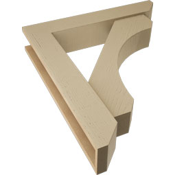 Ekena Millwork - BKTUR0554X30X34LEC06RCPR - Timberthane Faux Wood Legacy Style Bracket w/ Offset Brace, Slat Ends, 5 1/2"W x 30"D x 34"H, Primed Tan