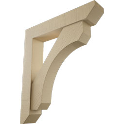 Ekena Millwork - BKTUR0554X30X34LEC06RCPR - Timberthane Faux Wood Legacy Style Bracket w/ Offset Brace, Slat Ends, 5 1/2"W x 30"D x 34"H, Primed Tan