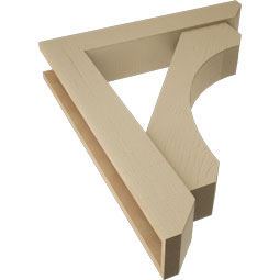 Ekena Millwork - BKTUR0554X30X36LEC06RCPR - Timberthane Faux Wood Legacy Style Bracket w/ Offset Brace, Slat Ends, 5 1/2"W x 30"D x 36"H, Primed Tan