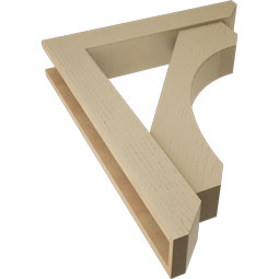 Ekena Millwork - BKTUR0554X30X38LEC06RCPR - Timberthane Faux Wood Legacy Style Bracket w/ Offset Brace, Slat Ends, 5 1/2"W x 30"D x 38"H, Primed Tan