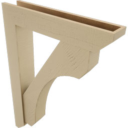 Ekena Millwork - BKTUR0554X30X42LEC06RCPR - Timberthane Faux Wood Legacy Style Bracket w/ Offset Brace, Slat Ends, 5 1/2"W x 30"D x 42"H, Primed Tan