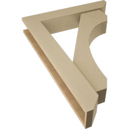 Ekena Millwork - BKTUR0554X30X42LEC06RCPR - Timberthane Faux Wood Legacy Style Bracket w/ Offset Brace, Slat Ends, 5 1/2"W x 30"D x 42"H, Primed Tan