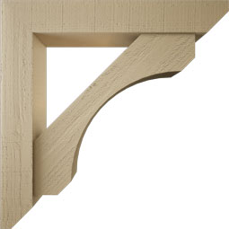 Ekena Millwork - BKTUR0554X32X32LEC06RCPR - Timberthane Faux Wood Legacy Style Bracket w/ Offset Brace, Slat Ends, 5 1/2"W x 32"D x 32"H, Primed Tan