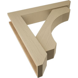 Ekena Millwork - BKTUR0554X32X32LEC06RCPR - Timberthane Faux Wood Legacy Style Bracket w/ Offset Brace, Slat Ends, 5 1/2"W x 32"D x 32"H, Primed Tan