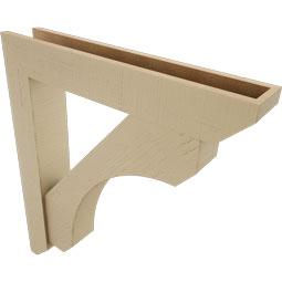 Ekena Millwork - BKTUR0554X32X36LEC06RCPR - Timberthane Faux Wood Legacy Style Bracket w/ Offset Brace, Slat Ends, 5 1/2"W x 32"D x 36"H, Primed Tan