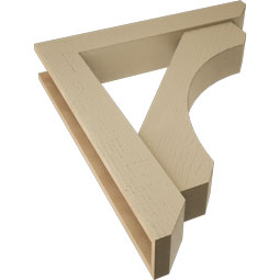 Ekena Millwork - BKTUR0554X32X36LEC06RCPR - Timberthane Faux Wood Legacy Style Bracket w/ Offset Brace, Slat Ends, 5 1/2"W x 32"D x 36"H, Primed Tan
