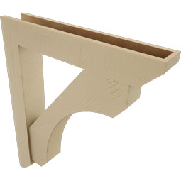 Ekena Millwork - BKTUR0554X32X38LEC06RCPR - Timberthane Faux Wood Legacy Style Bracket w/ Offset Brace, Slat Ends, 5 1/2"W x 32"D x 38"H, Primed Tan