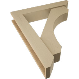 Ekena Millwork - BKTUR0554X32X38LEC06RCPR - Timberthane Faux Wood Legacy Style Bracket w/ Offset Brace, Slat Ends, 5 1/2"W x 32"D x 38"H, Primed Tan