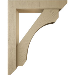 Ekena Millwork - BKTUR0554X32X40LEC06RCPR - Timberthane Faux Wood Legacy Style Bracket w/ Offset Brace, Slat Ends, 5 1/2"W x 32"D x 40"H, Primed Tan