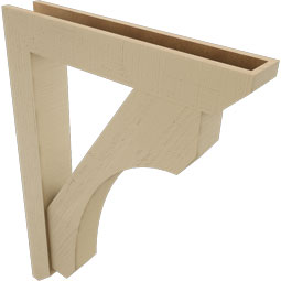 Ekena Millwork - BKTUR0554X32X44LEC06RCPR - Timberthane Faux Wood Legacy Style Bracket w/ Offset Brace, Slat Ends, 5 1/2"W x 32"D x 44"H, Primed Tan