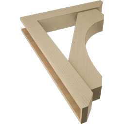 Ekena Millwork - BKTUR0554X32X44LEC06RCPR - Timberthane Faux Wood Legacy Style Bracket w/ Offset Brace, Slat Ends, 5 1/2"W x 32"D x 44"H, Primed Tan