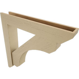 Ekena Millwork - BKTUR0554X34X34LEC06RCPR - Timberthane Faux Wood Legacy Style Bracket w/ Offset Brace, Slat Ends, 5 1/2"W x 34"D x 34"H, Primed Tan