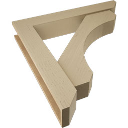 Ekena Millwork - BKTUR0554X34X34LEC06RCPR - Timberthane Faux Wood Legacy Style Bracket w/ Offset Brace, Slat Ends, 5 1/2"W x 34"D x 34"H, Primed Tan