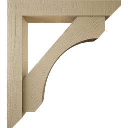 Ekena Millwork - BKTUR0554X34X38LEC06RCPR - Timberthane Faux Wood Legacy Style Bracket w/ Offset Brace, Slat Ends, 5 1/2"W x 34"D x 38"H, Primed Tan