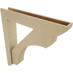 Ekena Millwork - BKTUR0554X34X38LEC06RCPR - Timberthane Faux Wood Legacy Style Bracket w/ Offset Brace, Slat Ends, 5 1/2"W x 34"D x 38"H, Primed Tan