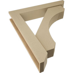 Ekena Millwork - BKTUR0554X34X38LEC06RCPR - Timberthane Faux Wood Legacy Style Bracket w/ Offset Brace, Slat Ends, 5 1/2"W x 34"D x 38"H, Primed Tan