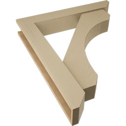 Ekena Millwork - BKTUR0554X34X40LEC06RCPR - Timberthane Faux Wood Legacy Style Bracket w/ Offset Brace, Slat Ends, 5 1/2"W x 34"D x 40"H, Primed Tan
