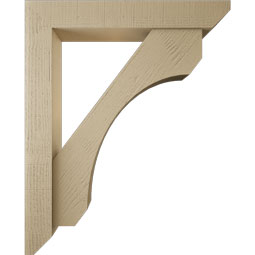 Ekena Millwork - BKTUR0554X34X42LEC06RCPR - Timberthane Faux Wood Legacy Style Bracket w/ Offset Brace, Slat Ends, 5 1/2"W x 34"D x 42"H, Primed Tan