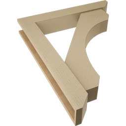 Ekena Millwork - BKTUR0554X34X42LEC06RCPR - Timberthane Faux Wood Legacy Style Bracket w/ Offset Brace, Slat Ends, 5 1/2"W x 34"D x 42"H, Primed Tan