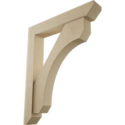 Ekena Millwork - BKTUR0554X34X42LEC06RCPR - Timberthane Faux Wood Legacy Style Bracket w/ Offset Brace, Slat Ends, 5 1/2"W x 34"D x 42"H, Primed Tan