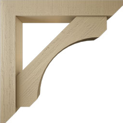 Ekena Millwork - BKTUR0554X36X36LEC06RCPR - Timberthane Faux Wood Legacy Style Bracket w/ Offset Brace, Slat Ends, 5 1/2"W x 36"D x 36"H, Primed Tan