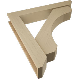 Ekena Millwork - BKTUR0554X36X36LEC06RCPR - Timberthane Faux Wood Legacy Style Bracket w/ Offset Brace, Slat Ends, 5 1/2"W x 36"D x 36"H, Primed Tan