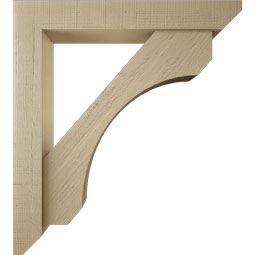 Ekena Millwork - BKTUR0554X36X40LEC06RCPR - Timberthane Faux Wood Legacy Style Bracket w/ Offset Brace, Slat Ends, 5 1/2"W x 36"D x 40"H, Primed Tan