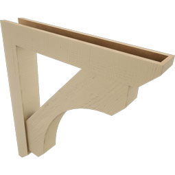 Ekena Millwork - BKTUR0554X36X40LEC06RCPR - Timberthane Faux Wood Legacy Style Bracket w/ Offset Brace, Slat Ends, 5 1/2"W x 36"D x 40"H, Primed Tan