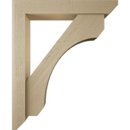 Ekena Millwork - BKTUR0554X36X44LEC06RCPR - Timberthane Faux Wood Legacy Style Bracket w/ Offset Brace, Slat Ends, 5 1/2"W x 36"D x 44"H, Primed Tan