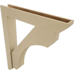 Ekena Millwork - BKTUR0554X36X44LEC06RCPR - Timberthane Faux Wood Legacy Style Bracket w/ Offset Brace, Slat Ends, 5 1/2"W x 36"D x 44"H, Primed Tan