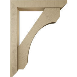Ekena Millwork - BKTUR0554X36X48LEC06RCPR - Timberthane Faux Wood Legacy Style Bracket w/ Offset Brace, Slat Ends, 5 1/2"W x 36"D x 48"H, Primed Tan