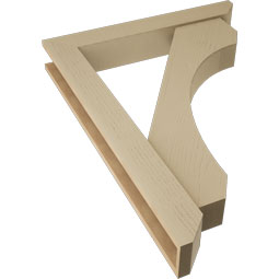 Ekena Millwork - BKTUR0554X36X48LEC06RCPR - Timberthane Faux Wood Legacy Style Bracket w/ Offset Brace, Slat Ends, 5 1/2"W x 36"D x 48"H, Primed Tan