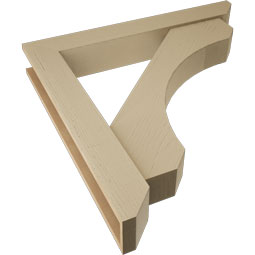 Ekena Millwork - BKTUR0554X38X38LEC06RCPR - Timberthane Faux Wood Legacy Style Bracket w/ Offset Brace, Slat Ends, 5 1/2"W x 38"D x 38"H, Primed Tan
