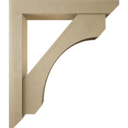 Ekena Millwork - BKTUR0554X38X44LEC06RCPR - Timberthane Faux Wood Legacy Style Bracket w/ Offset Brace, Slat Ends, 5 1/2"W x 38"D x 44"H, Primed Tan