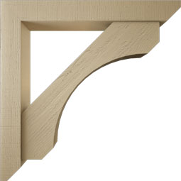 Ekena Millwork - BKTUR0554X40X40LEC06RCPR - Timberthane Faux Wood Legacy Style Bracket w/ Offset Brace, Slat Ends, 5 1/2"W x 40"D x 40"H, Primed Tan