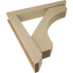 Ekena Millwork - BKTUR0554X40X40LEC06RCPR - Timberthane Faux Wood Legacy Style Bracket w/ Offset Brace, Slat Ends, 5 1/2"W x 40"D x 40"H, Primed Tan