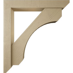 Ekena Millwork - BKTUR0554X40X44LEC06RCPR - Timberthane Faux Wood Legacy Style Bracket w/ Offset Brace, Slat Ends, 5 1/2"W x 40"D x 44"H, Primed Tan