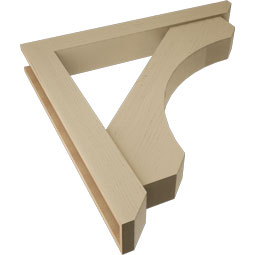 Ekena Millwork - BKTUR0554X42X42LEC06RCPR - Timberthane Faux Wood Legacy Style Bracket w/ Offset Brace, Slat Ends, 5 1/2"W x 42"D x 42"H, Primed Tan