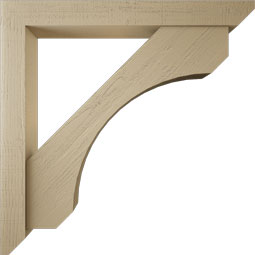 Ekena Millwork - BKTUR0554X46X46LEC06RCPR - Timberthane Faux Wood Legacy Style Bracket w/ Offset Brace, Slat Ends, 5 1/2"W x 46"D x 46"H, Primed Tan