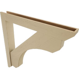 Ekena Millwork - BKTUR0554X46X46LEC06RCPR - Timberthane Faux Wood Legacy Style Bracket w/ Offset Brace, Slat Ends, 5 1/2"W x 46"D x 46"H, Primed Tan