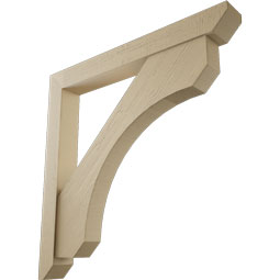 Ekena Millwork - BKTUR0554X46X46LEC06RCPR - Timberthane Faux Wood Legacy Style Bracket w/ Offset Brace, Slat Ends, 5 1/2"W x 46"D x 46"H, Primed Tan
