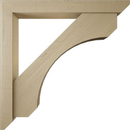 Ekena Millwork - BKTUR0554X48X48LEC06RCPR - Timberthane Faux Wood Legacy Style Bracket w/ Offset Brace, Slat Ends, 5 1/2"W x 48"D x 48"H, Primed Tan