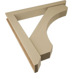 Ekena Millwork - BKTUR0554X48X48LEC06RCPR - Timberthane Faux Wood Legacy Style Bracket w/ Offset Brace, Slat Ends, 5 1/2"W x 48"D x 48"H, Primed Tan