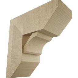 Ekena Millwork - BKTUR0756X18X18LEC06RCPR - Timberthane Faux Wood Legacy Style Bracket w/ Offset Brace, Slat Ends, 7 1/2"W x 18"D x 18"H, Primed Tan