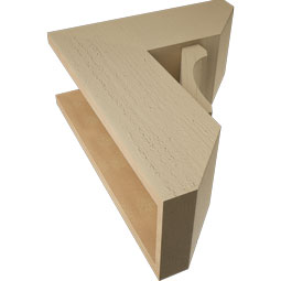 Ekena Millwork - BKTUR0756X18X22LEC06RCPR - Timberthane Faux Wood Legacy Style Bracket w/ Offset Brace, Slat Ends, 7 1/2"W x 18"D x 22"H, Primed Tan