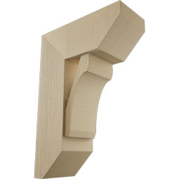 Ekena Millwork - BKTUR0756X18X26LEC06RCPR - Timberthane Faux Wood Legacy Style Bracket w/ Offset Brace, Slat Ends, 7 1/2"W x 18"D x 26"H, Primed Tan
