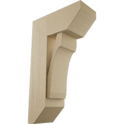 Ekena Millwork - BKTUR0756X18X30LEC06RCPR - Timberthane Faux Wood Legacy Style Bracket w/ Offset Brace, Slat Ends, 7 1/2"W x 18"D x 30"H, Primed Tan
